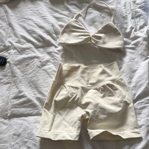 Cream Halter Top and Shorts Set Amazon